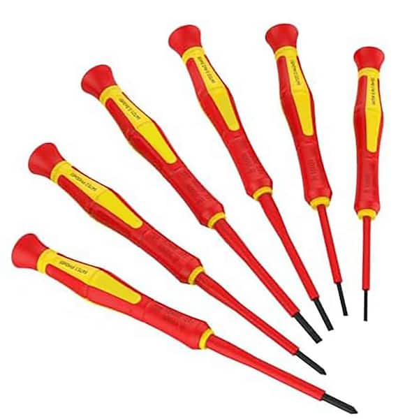 1000V Insulated 2.56 in. Shank 6 Bit Red Magnetic Electrician Screwdriver Set with Case 6-Piece VDE Certified