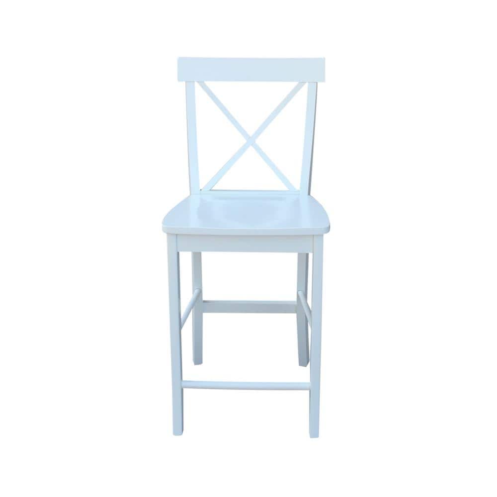 Coastal White Solid Wood 24" Counter Stool