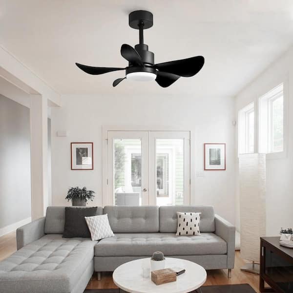 Arboret 28 in. Smart Indoor Matte Black Modern Ceiling Fan with Light, included Remote Control and App Control