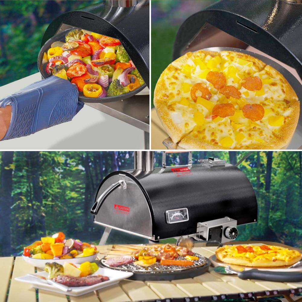 12-Inch Black Stainless Steel Outdoor Wood Fired Pizza Oven