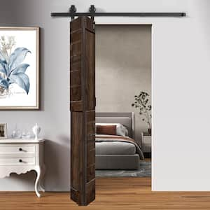 S Style 36in.x84in.(18''x84''x2panels)Kona Coffee Solid Wood Bi-Fold Barn Door With Hardware Kit-Assembly Needed