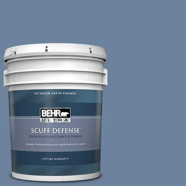 BEHR ULTRA 5 gal. #S530-5 Brisk Blue Extra Durable Satin Enamel Interior Paint & Primer