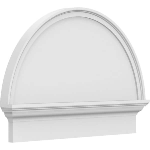 Ekena Millwork 2-3/4 in. x 30 in. x 21-3/4 in. Half Round Smooth Architectural Grade PVC Combination Pediment Moulding