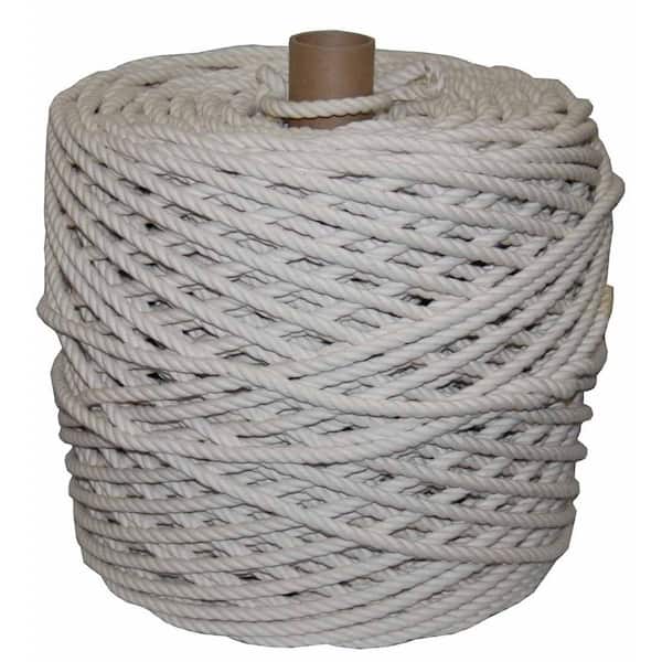 KingCord 1/2 in. x 200 ft. Cotton Twisted Rope 3-Strand, Natural 644381TV -  The Home Depot
