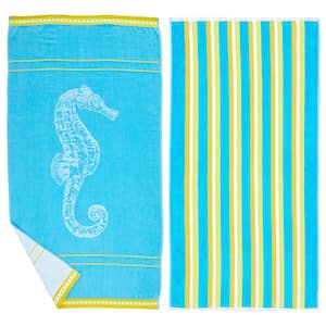 Multi-Colored Printed 100% Premium Cotton 2 Pack Beach Towel