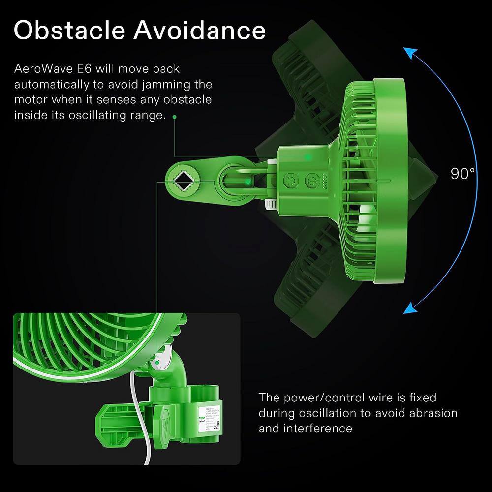 Green 6-Inch Oscillating Clip-On Desk Fan with Remote Control