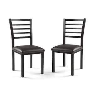 Coiplin Black Faux Leather Padded Seat Dining Chair (Set of 2)