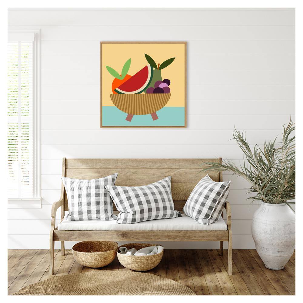Regina Morre 30"x30" Colorful Geometric Fruit Bowl Framed Canvas Wall Art