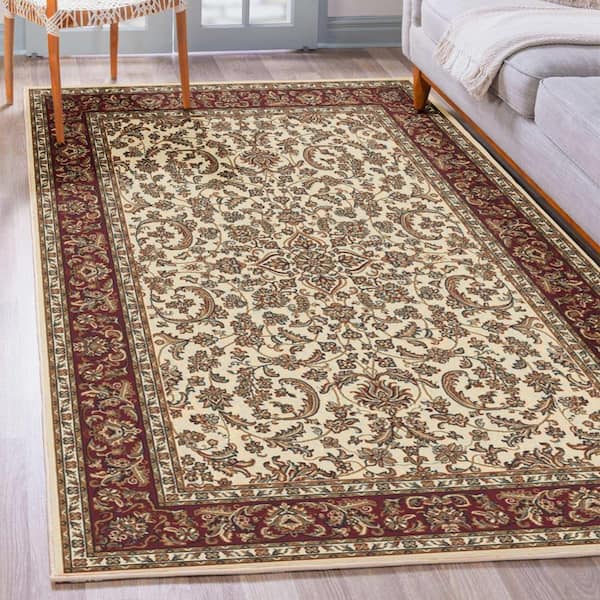 Noble Ivory 8 ft. x 12 ft. Traditional Floral Oriental Area Rug
