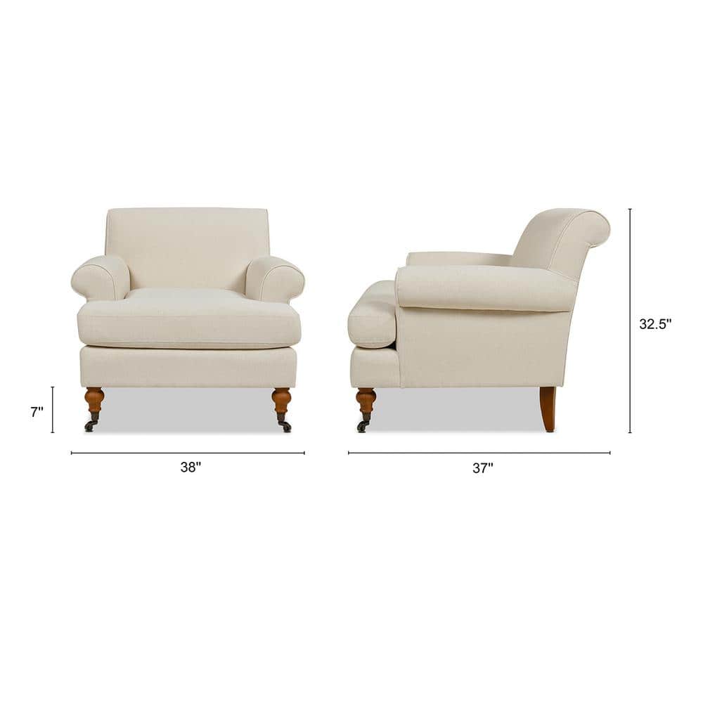 Light Beige Velvet Lawson Accent Chair with Wood Legs