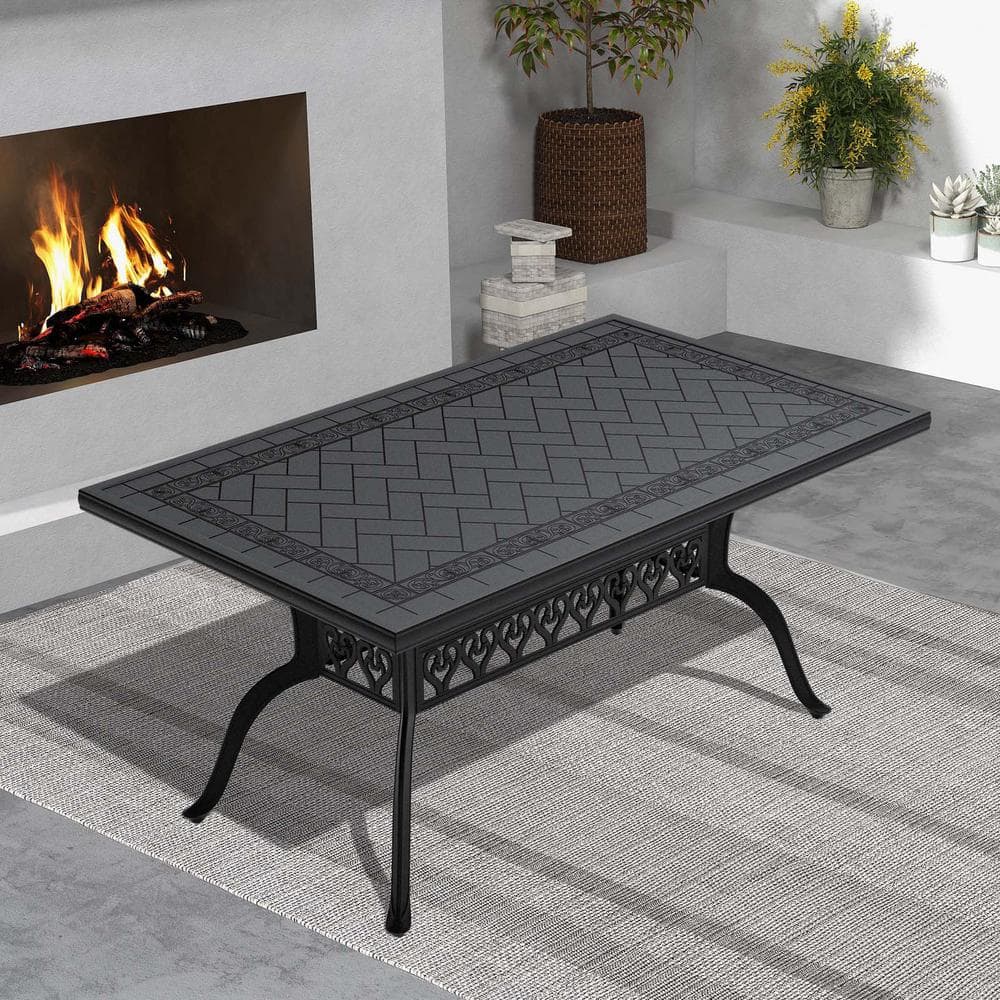 59.05 in. x 35.43 in. Rectangular Cast Aluminum Outdoor Dining Table All We