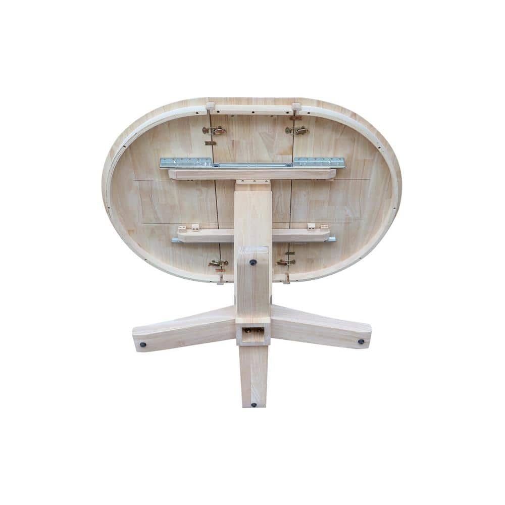 Unfinished Solid Wood Round Extendable Dining Table, 48 in