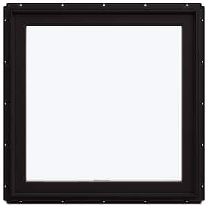 30 in. x 30 in. W-5500 Awning Wood Clad Window with Black Exterior/Unfinished Interior