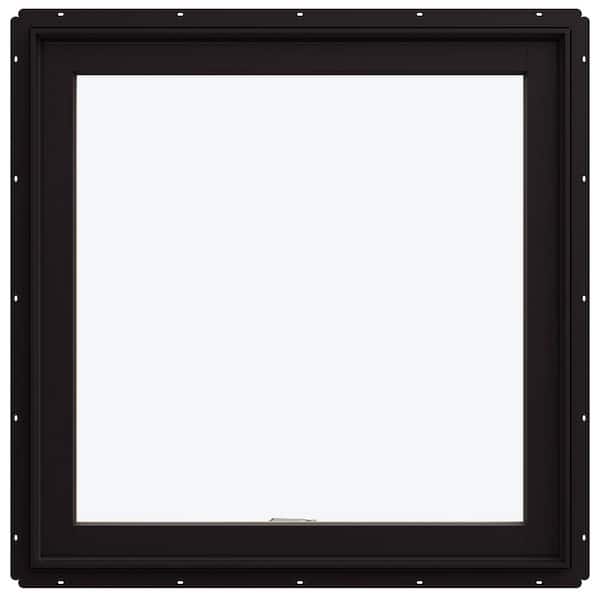 36 in. x 36 in. W-5500 Awning Wood Clad Window with Black Exterior/Unfinished Interior