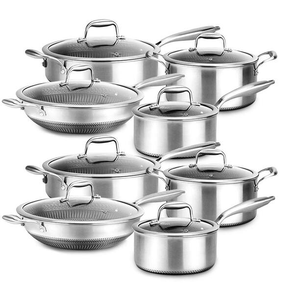 Cooks Standard Kitchen Cookware Sets Stainless Steel, Professional Pots and  Pans Include Saucepan, Sauté Pan, Stockpot with Lids, 8-Piece, Silver