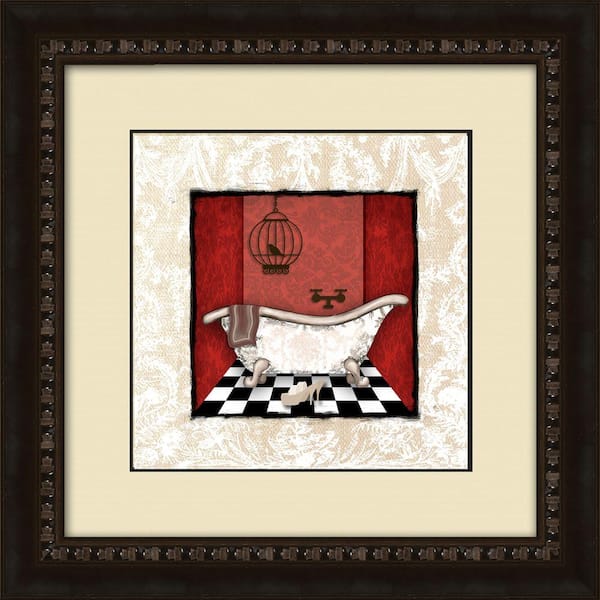 PTM Images 17-1/2 in. x 17-1/2 in. "Damask Bath B" Framed Wall Art