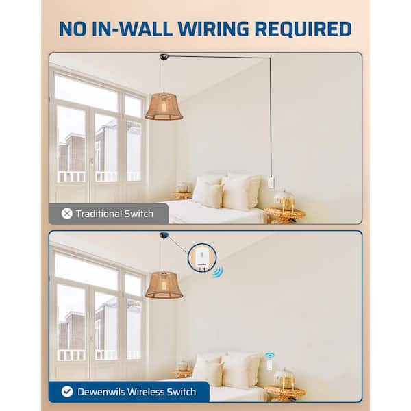 15A High Power Wireless Remote Control No in-Wall Wiring Light Switch Kit