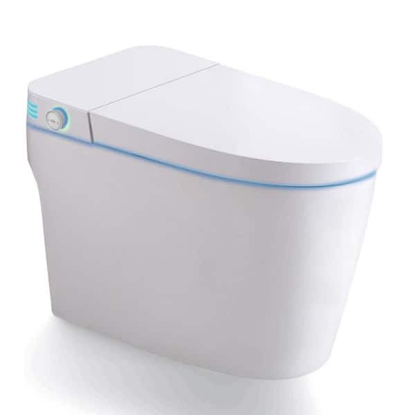 BWE Smart Toilet Bidet in White Tankless 1-Piece Toilet with Auto Open, Auto Close, Auto Flush, Heated Seat and Remote