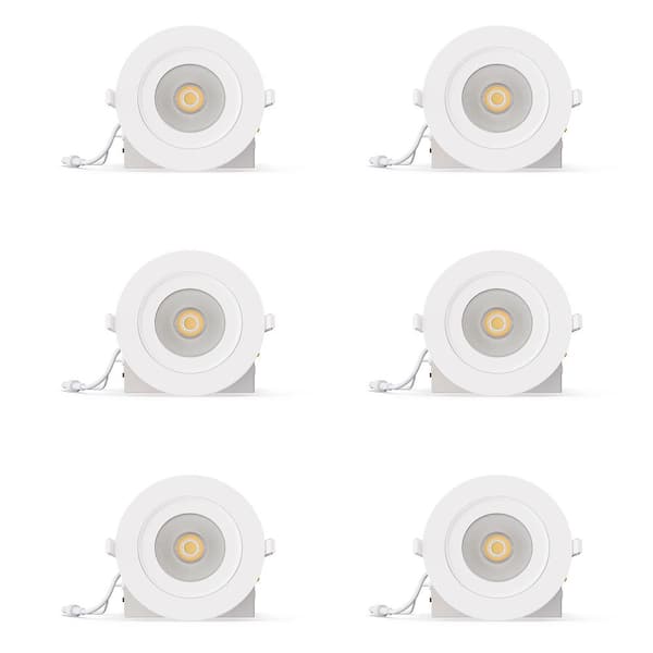 360° Gimbal 4 in. 5CCT Selectable White New Construction 12-Watt 1200LM Triac Dimmable LED Recessed (6-Pack)