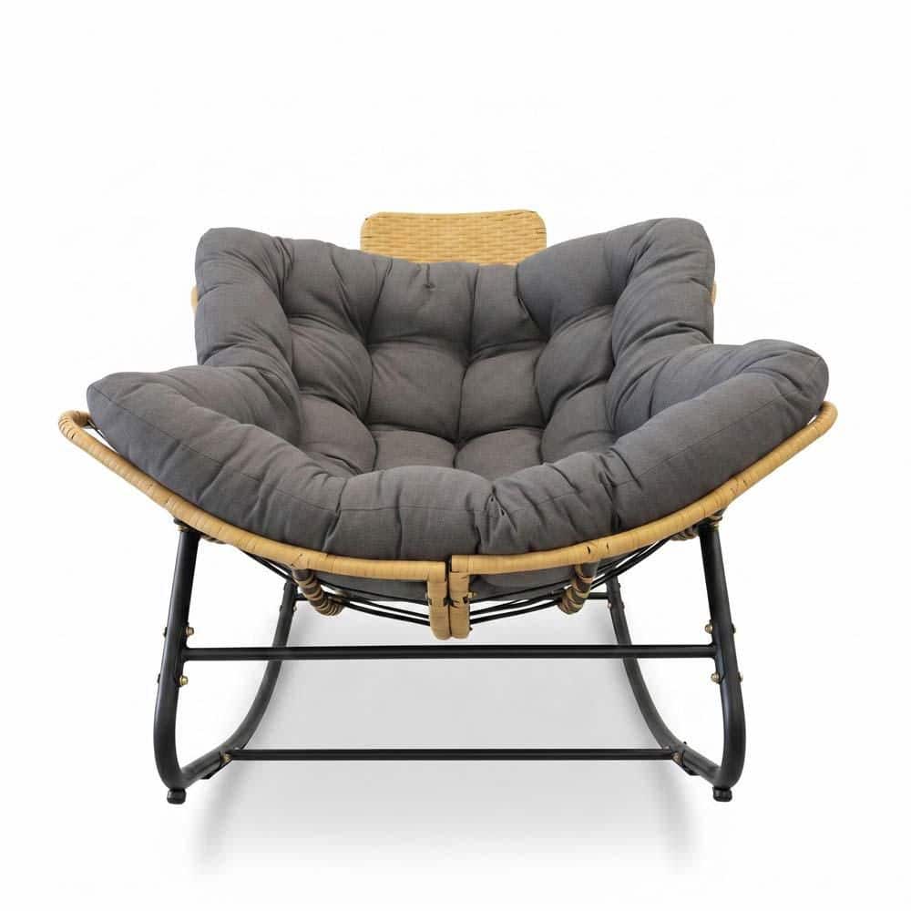 40 in. Wicker Outdoor Rocking Chair, Oversized Patio Egg Chair with Thick Cushion Handwoven Rattan Head Pillow in Grey price history on PriceWatchPro