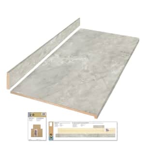 4 ft. Straight Laminate Countertop Kit Included in Textured Gray Onyx with Eased Edge and Backsplash