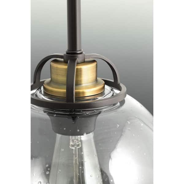Chronicle Collection 1-Light Antique Bronze Pendant with Clear Seeded Glass