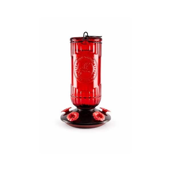 Glass Hummingbird Feeder, 23 oz Large Capacity, 5 Feeding Ports, Bee Guards & Ant Moat, Easy Fill & Clean