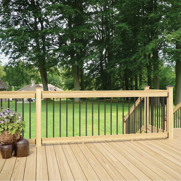 92.5 in. W x 6.438 in. H Above-Ground Pressure-Treated KDAT Southern Yellow Pine Routed Wood Deck Handrail Kit