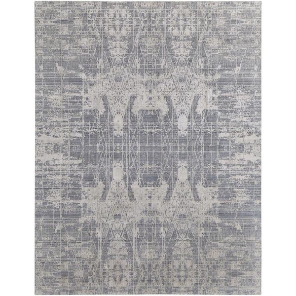9 ft. x 12 ft. Gray, Silver Abstract Area Rug