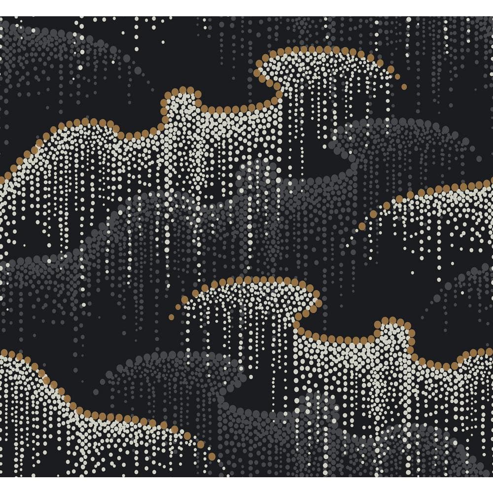 Moonlight Pearls Black and Gold Washable Wallpaper