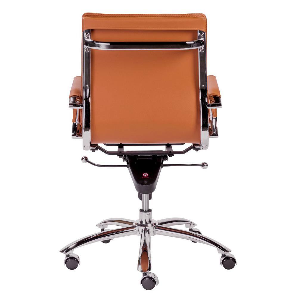 Contemporary Low Back Swivel Task Chair in Brown Leatherette