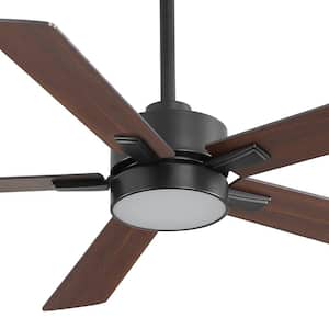 Charlie 52 in. Integrated LED Indoor Black Ceiling Fans with Light and Remote Control Included