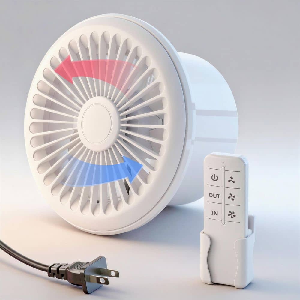 7.87 in. Reversible Bathroom Exhaust Fan with Remote 3 Speed Low Noise Intake and Exhaust Window Fan White price history on PriceWatchPro