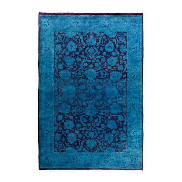 Fine Vibrance Blue 4 ft. x 6 ft. Solid Wool Indoor Area Rug