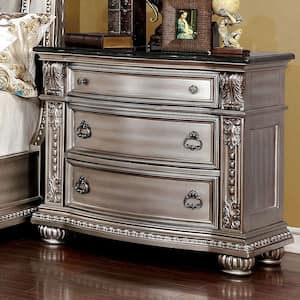 Fromberg 3-Drawer Champagne Nightstand 32.5 in. H x 34.25 in. W x 19.25 in. H