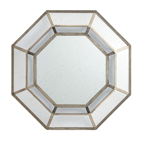 LCEPURE TRADE INC Large Silver Octagonal Mirror 40 in. W x 40 in. Mid-Century Modern Decor for Living Room, Entryway, Bedroom, Hallway.