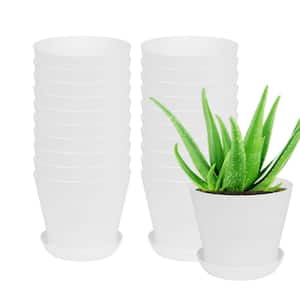 4.7 in. x 4 in. White Plant Pots Plastic Small Plants Nursery Garden Pots Seedling Plant Container (16-Pack)