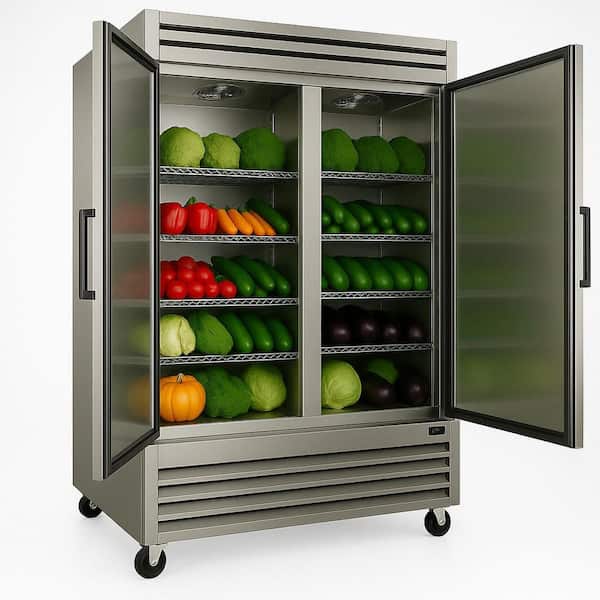 54 in. W 47cu. ft NSF Commercial 2-Door Reach in Upright Refrigerator in Stainless Steel