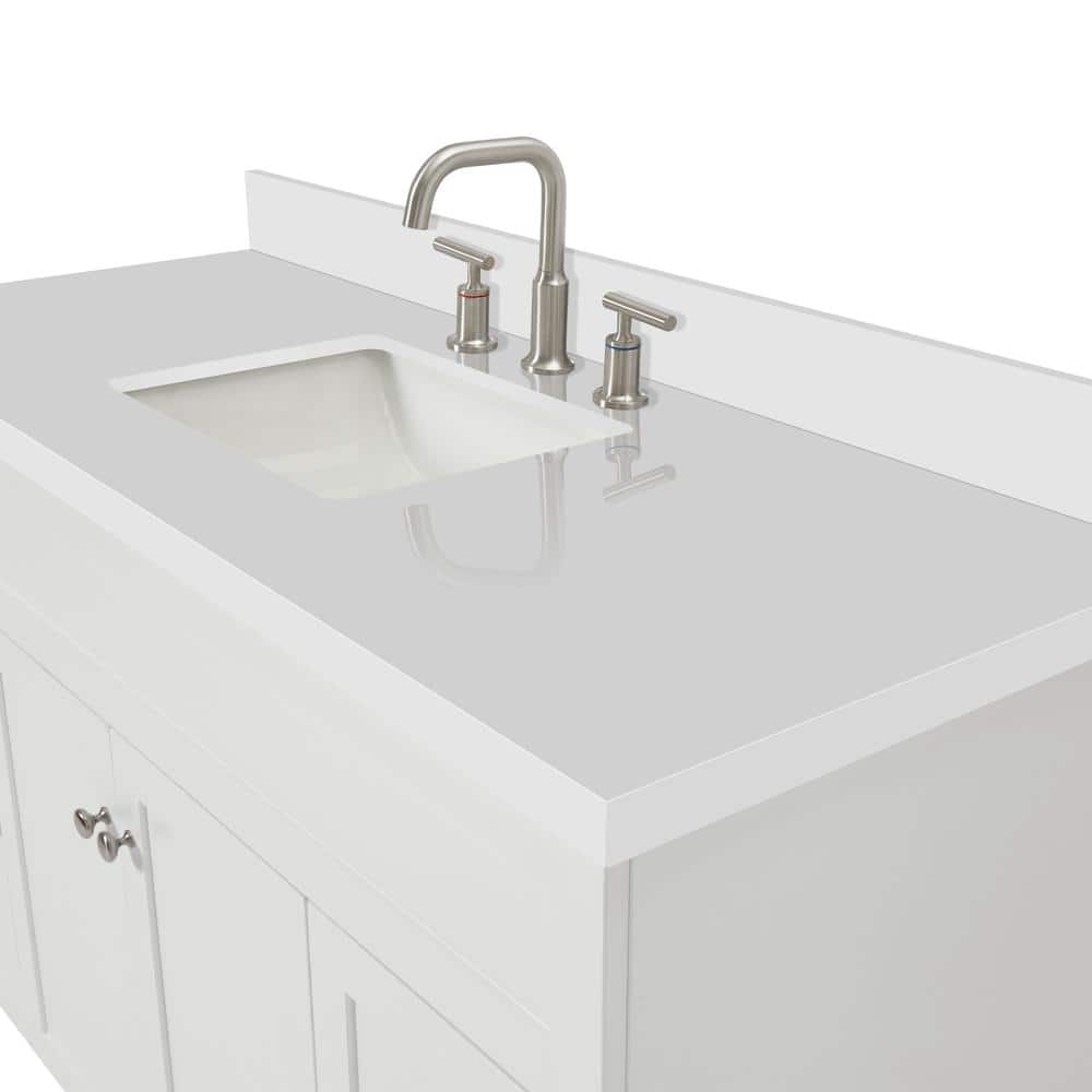 Hamlet 55" White Wood Single Basin Vanity with Quartz Top