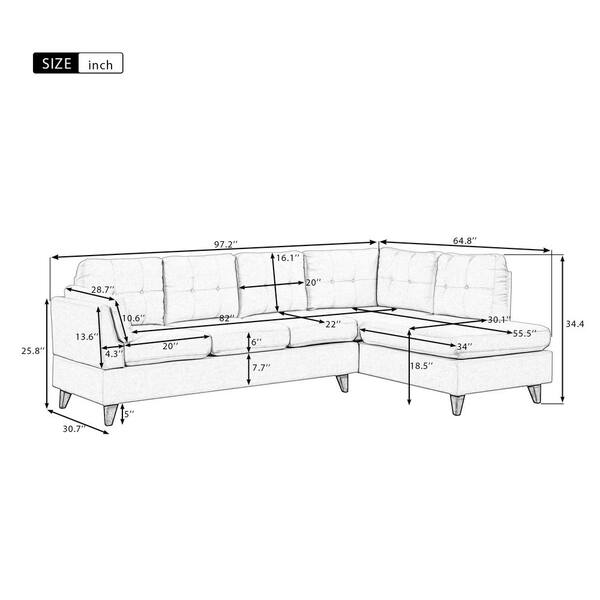 4 Seater L Shaped Sofa Dimensions | Baci Living Room