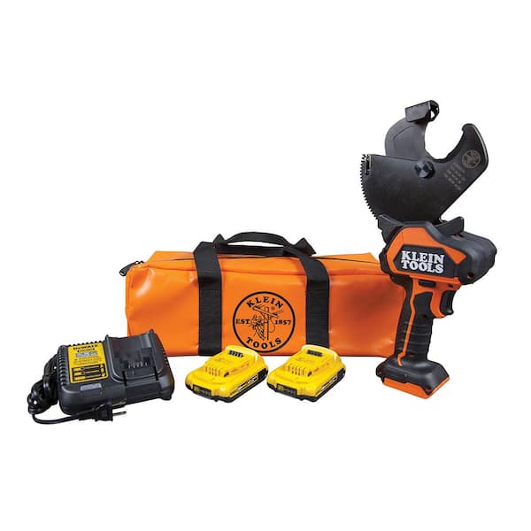 Klein Tools Battery-Operated ACSR Open-Jaw Cutter with Two 2 Ah Batteries Charger and Bag