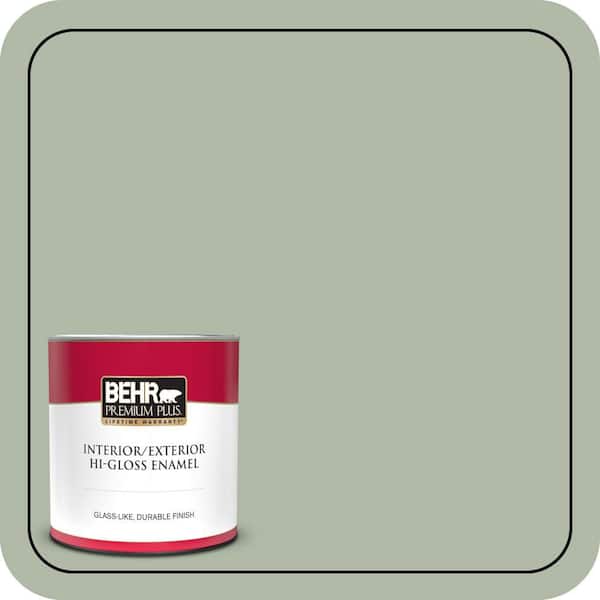 BEHR PREMIUM PLUS 1 qt. #N390-3 Jojoba Hi-Gloss Enamel Interior/Exterior Paint & Primer