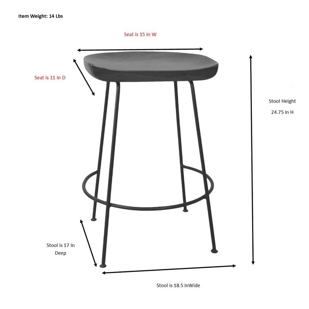 Set of 2 Natural Mango Wood and White Iron Counter Stools