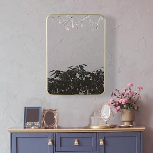Rounded Rectangle Gold Bathroom Framed Decorative Wall Mirror ( 27.5 in. H x 19.7 in. W )
