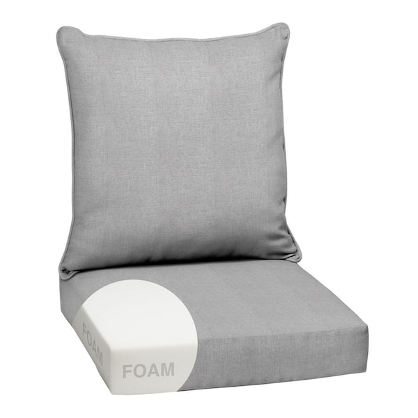 24 in. x 24 in. 2-Piece Foam Deep Seating Outdoor Lounge Chair Cushion in Paloma Woven Texture