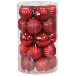 Red Beautiful Baubles Plastic Ornament Set (25-Piece)