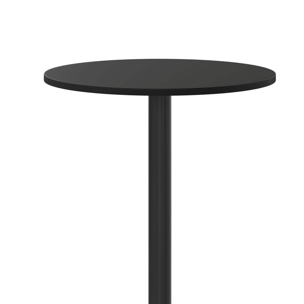 Black Round Laminate Bar Height Table with Cast Iron Base
