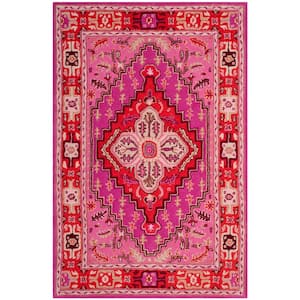 Bellagio Red/Pink 4 ft. x 6 ft. Border Area Rug