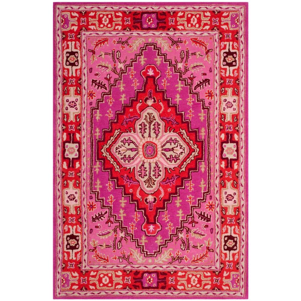 Bellagio Red and Pink Tufted Wool Area Rug