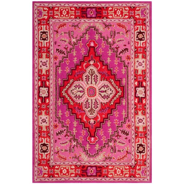 SAFAVIEH Bellagio Red/Pink 5 ft. x 8 ft. Border Area Rug
